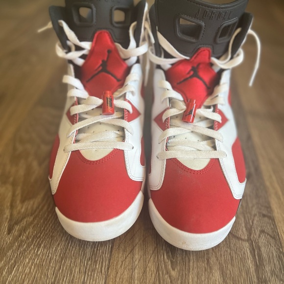 Kids Red and White Nike Air Jordan Shoes - Picture 1 of 5